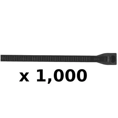 1,000 Pack of 7-1/2 Inch Black UV Resistant Cable Ties for Boats