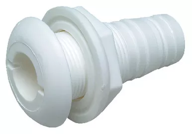 1-1/8 Inch White Plastic Thru-Hull Bilge Pump and Aerator Hose Fitting for Boats