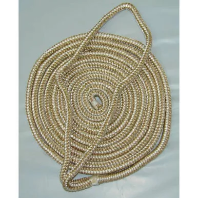 1/2 x 20 Ft Gold & White Double Braid Nylon Mooring and Docking Line for Boats