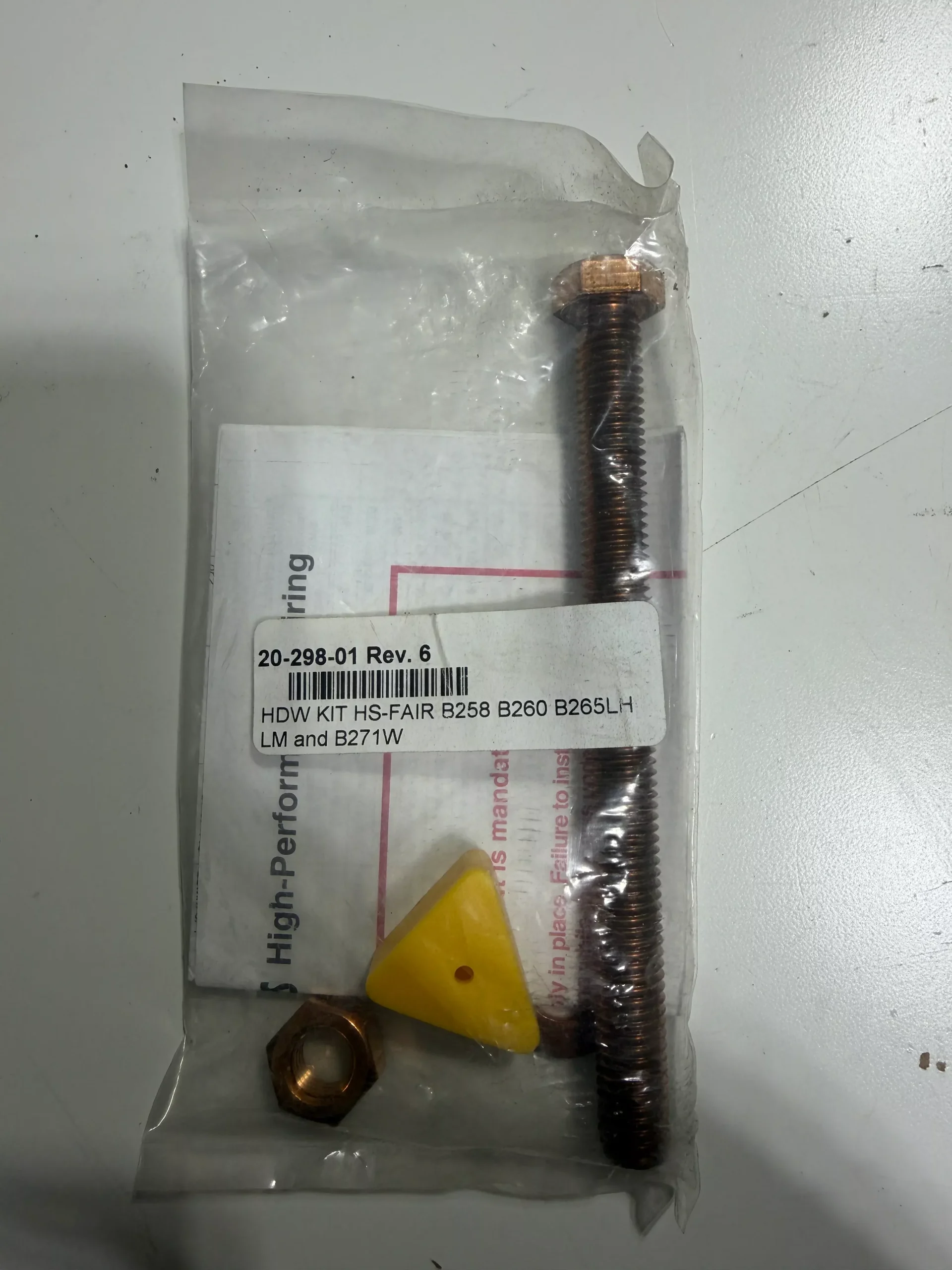 # 20-298-01 Airmar Fairing Block Bolt Hardware Kit B258 B260 B265LH B265LM B271W