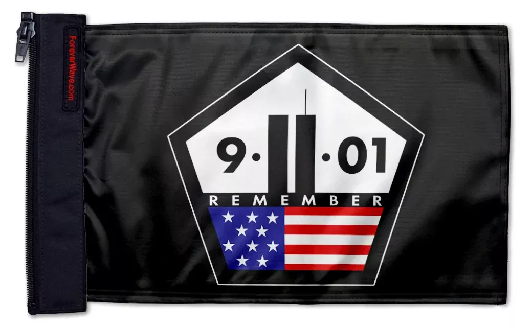 911 Remember 12"x18" Forever Wave Flag for Jeep Wrangler JKU 4-Door 2007-2018