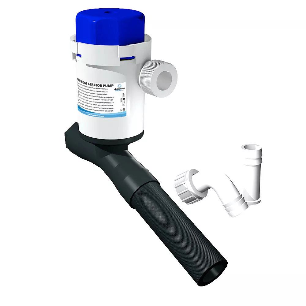 Albin Group Cartridge Aerator Pump – 750 GPH – 12V – Angled