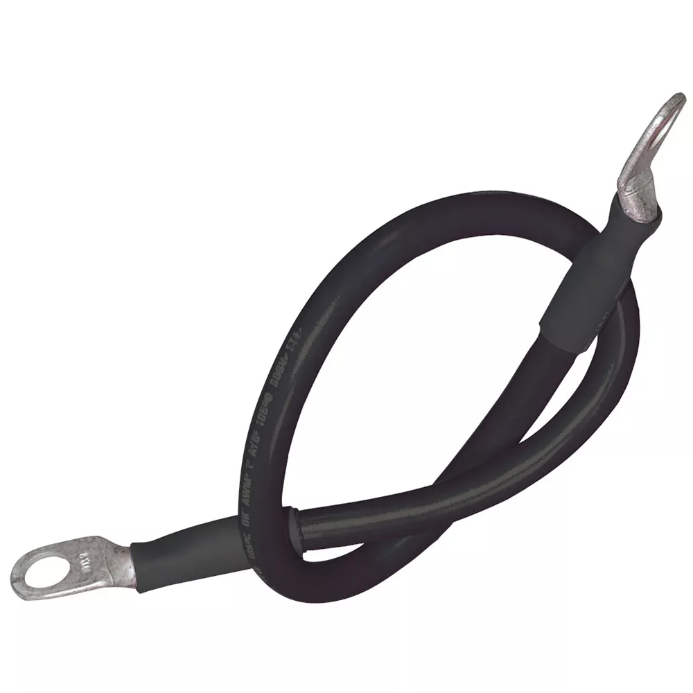 Ancor Battery Cable Assembly, 2 AWG (34mm) Wire, 5/16″ (7.93mm) Stud, Black – 18″ (45.7cm)