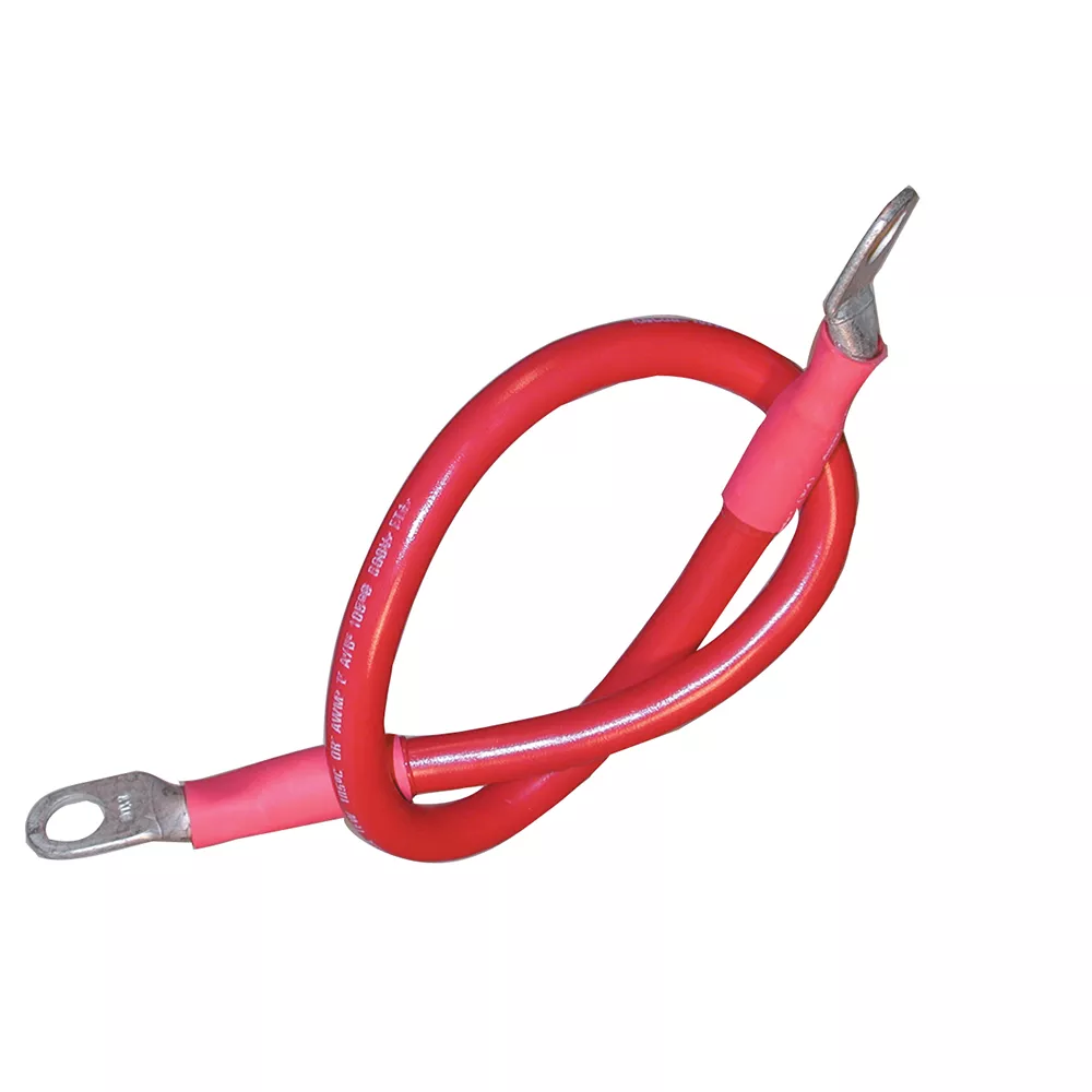 Ancor Battery Cable Assembly, 4 AWG (21mm) Wire, 3/8″ (9.5mm) Stud, Red – 32″ (81.2cm)