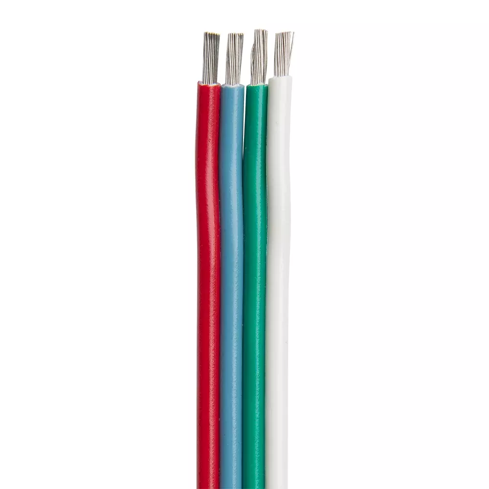 Ancor Flat Ribbon Bonded RGB Cable 16/4 AWG - Red, Light Blue, GreenWhite - 100 [160110]
