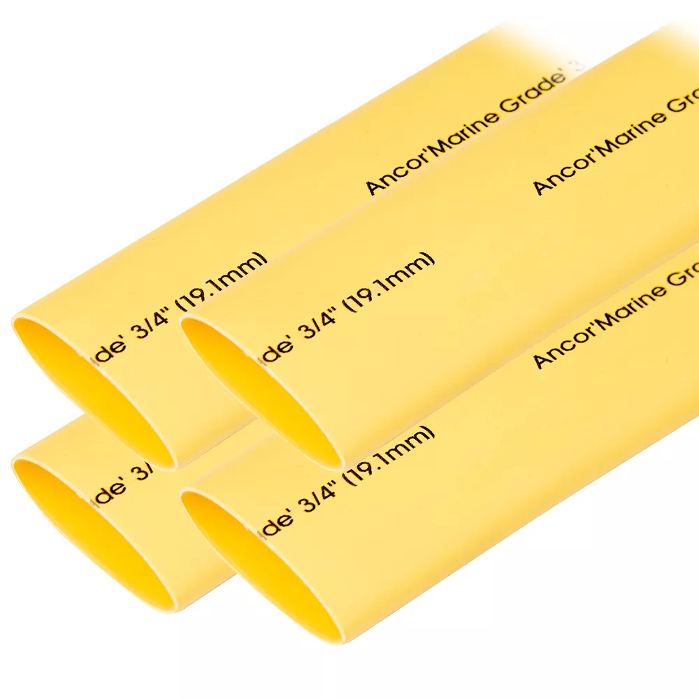 Ancor Heat Shrink Tubing 3/4″ x 6″ – Yellow – 4 Pieces