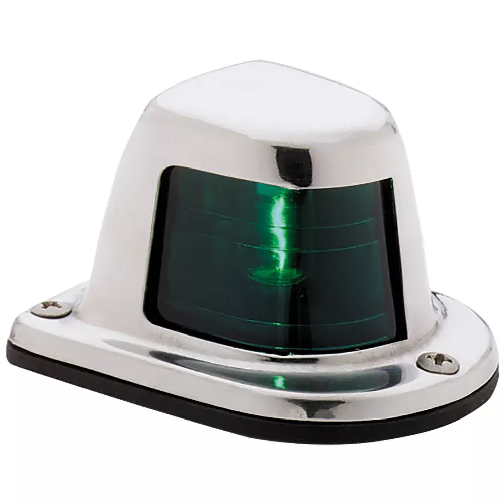 Attwood 1-Mile Deck Mount, Green Sidelight – 12V – Stainless Steel Housing[66319G7]