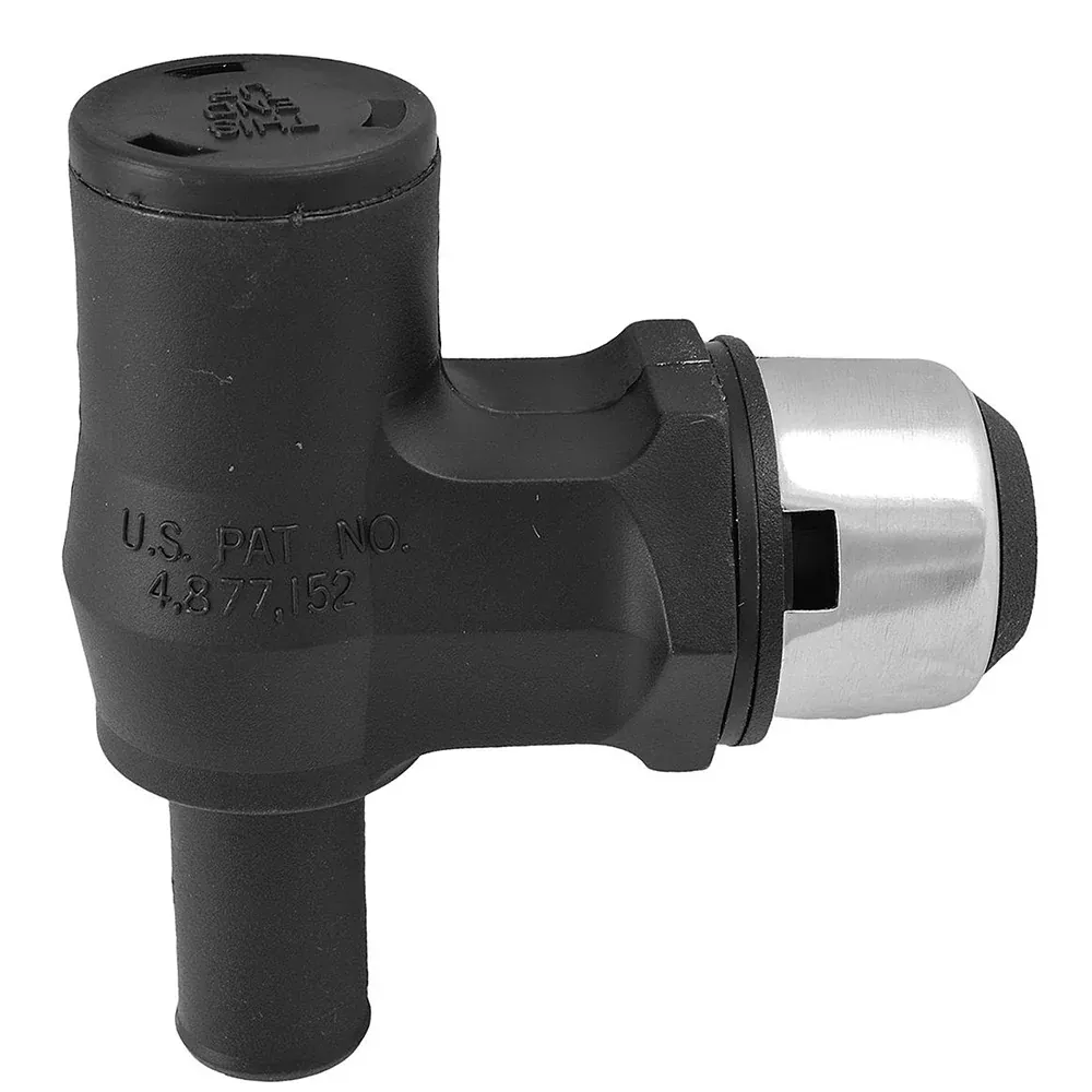 Attwood 90 P-Trap Fuel Tank Vent – Black w/Stainless Steel Trim Cover