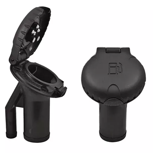 Attwood Deck Fill f/Pressure Relief Systems - Angled BodyScalloped Black Plastic Cap [99DFPVAB1S]