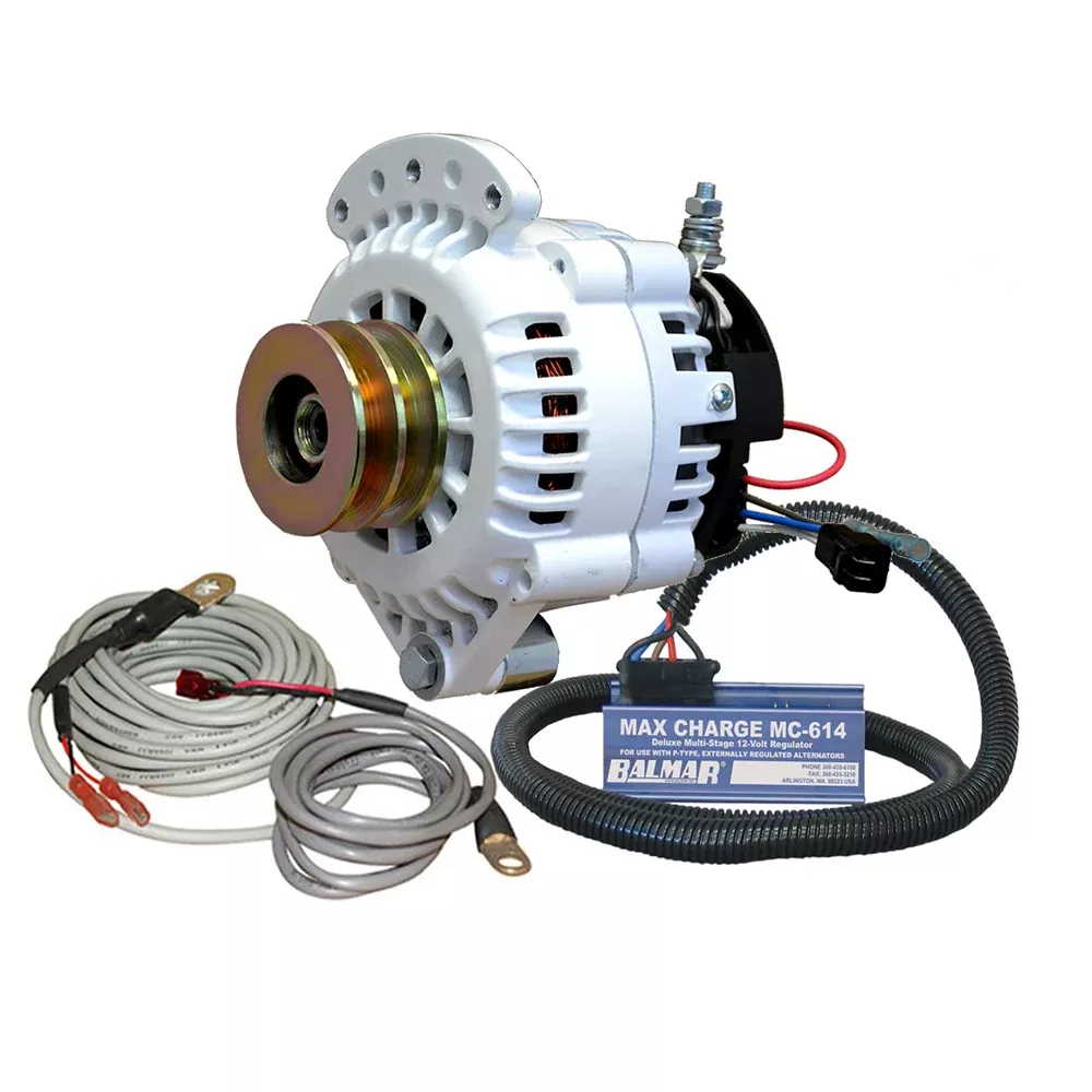 Balmar Alternator 100 AMP Kit 12V 1-2" Single Foot Spindle Mount Dual Vee Pulley RegulatorTemp Sensor [621-VUP-MC-100-DV]