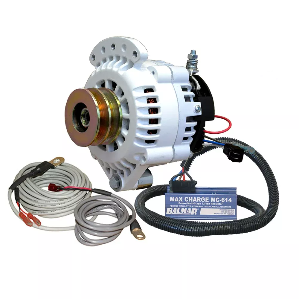 Balmar Alternator 120 AMP 12V 1-2" Single Foot Spindle Mount Dual Vee Pulley RegulatorTemp Sensor [621-VUP-MC-120-DV]