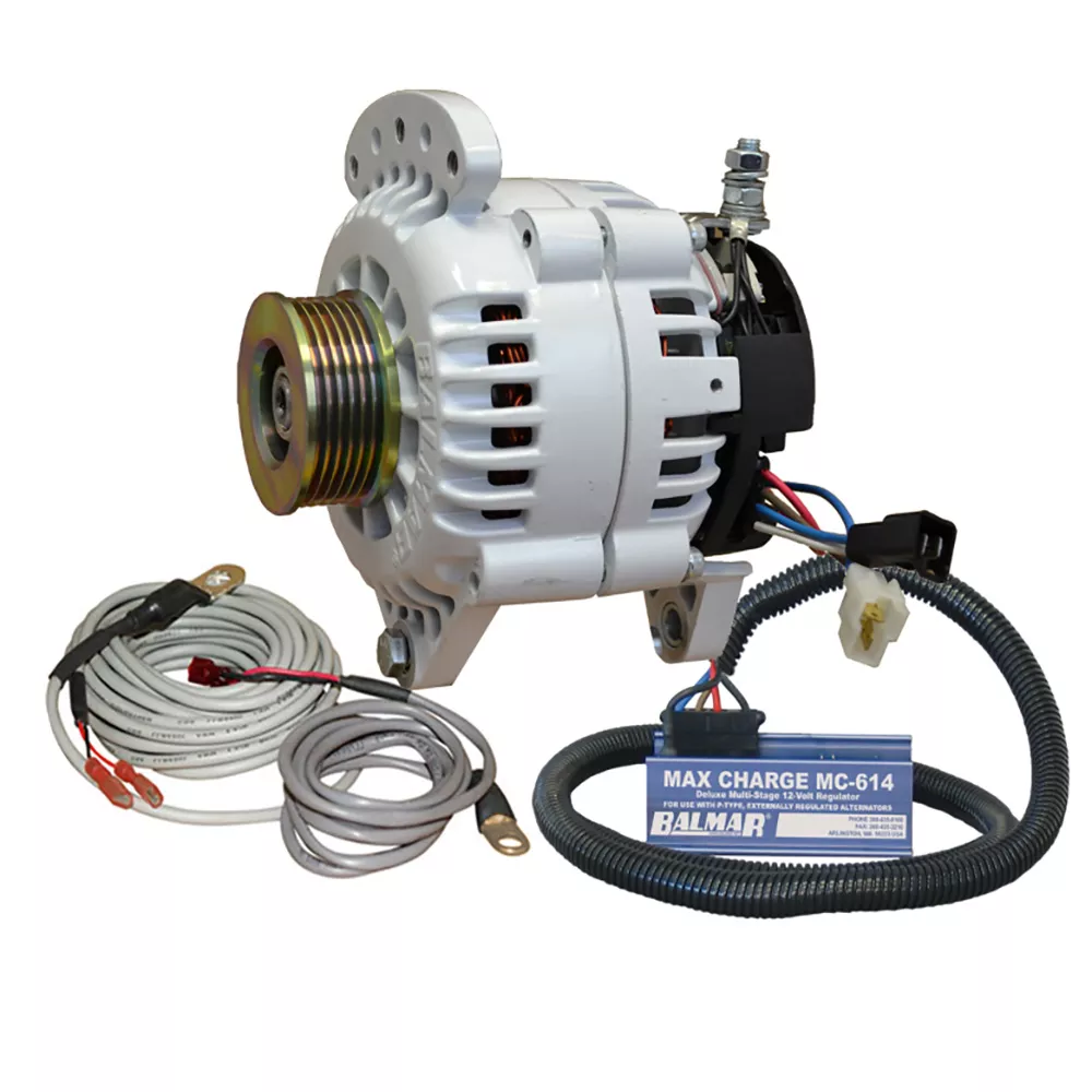 Balmar Alternator 120 AMP 12V 3.15″ Dual Foot Saddle K6 Pulley Regulator & Temp Sensor