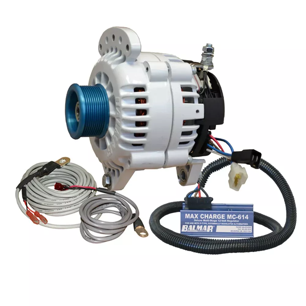 Balmar Alternator 120 AMP Kit 120V 3.15" Dual Foot Saddle J10 Pulley RegulatorTemp Sensor [60-YP-MC-120-J10]