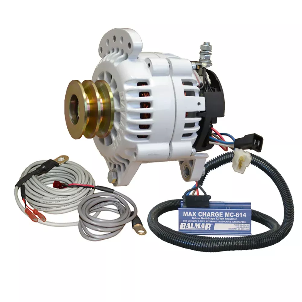 Balmar Alternator 120 AMP Kit 12V 3.15" Dual Foot Saddle Dual Vee Pulley RegulatorTemp Sensor [60-YP-MC-120-DV]