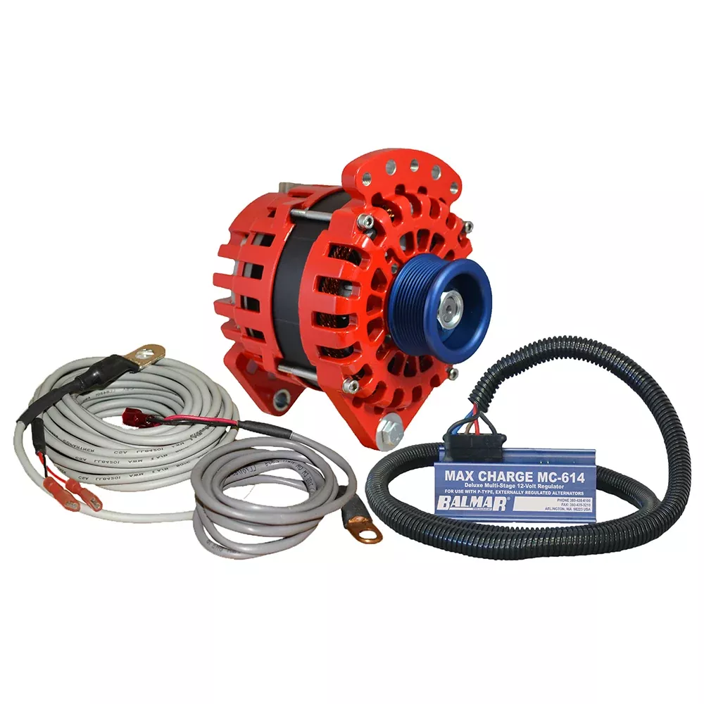 Balmar Alternator 3.15″ Dual Foot Saddle J10 Serpentine Pulley Regulator & Temp Sensor – 170A Kit – 12V