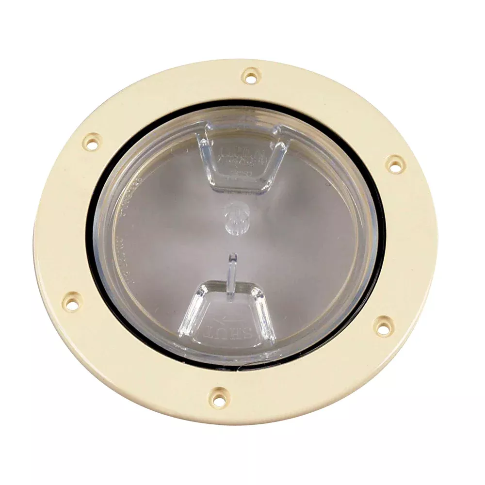 Beckson 4" Clear Center Screw-Out Deck Plate - Beige | DP40-N-C