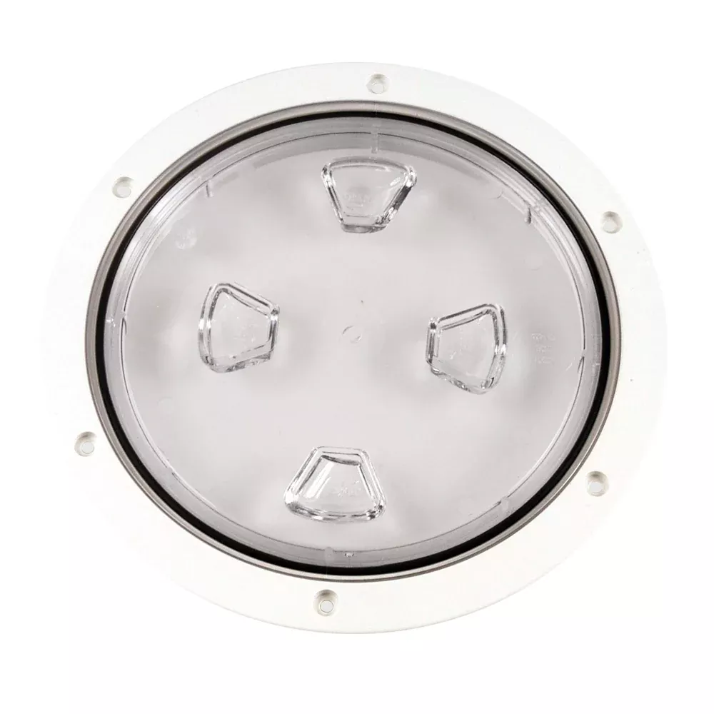 Beckson 8" Clear Center Screw-Out Deck Plate - White | DP80-W-C