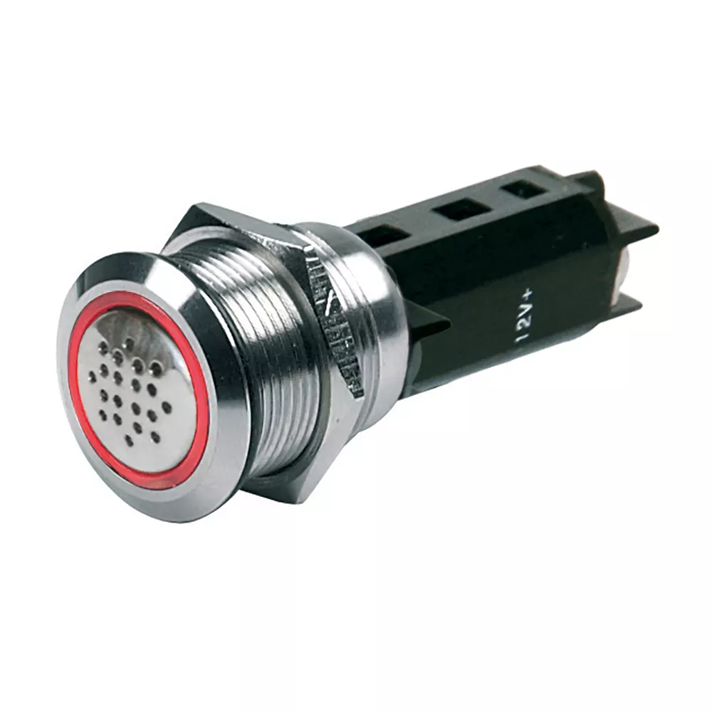BEP 12V Buzzer w/Red LED Warning Light – Stainless Steel