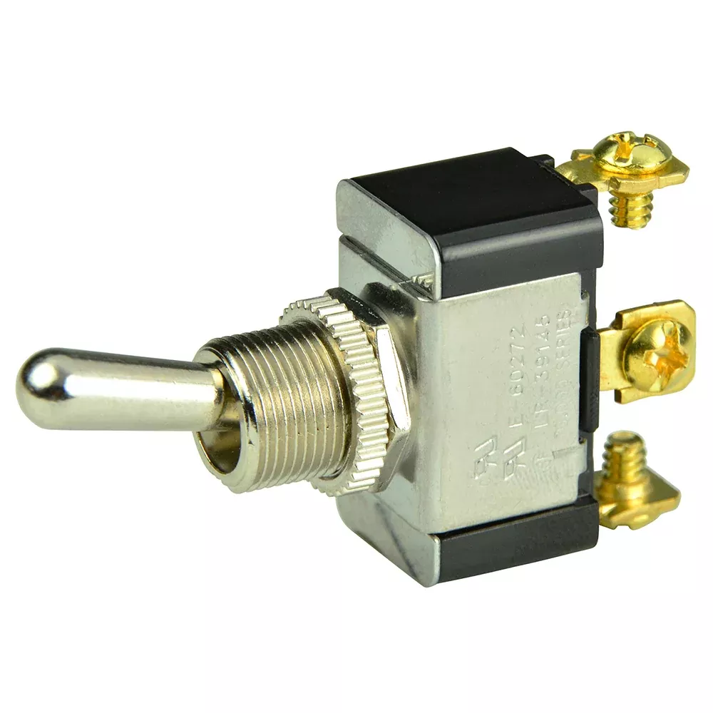 BEP SPDT Chrome Plated Toggle Switch - ON /OFF /(ON) [1002015]