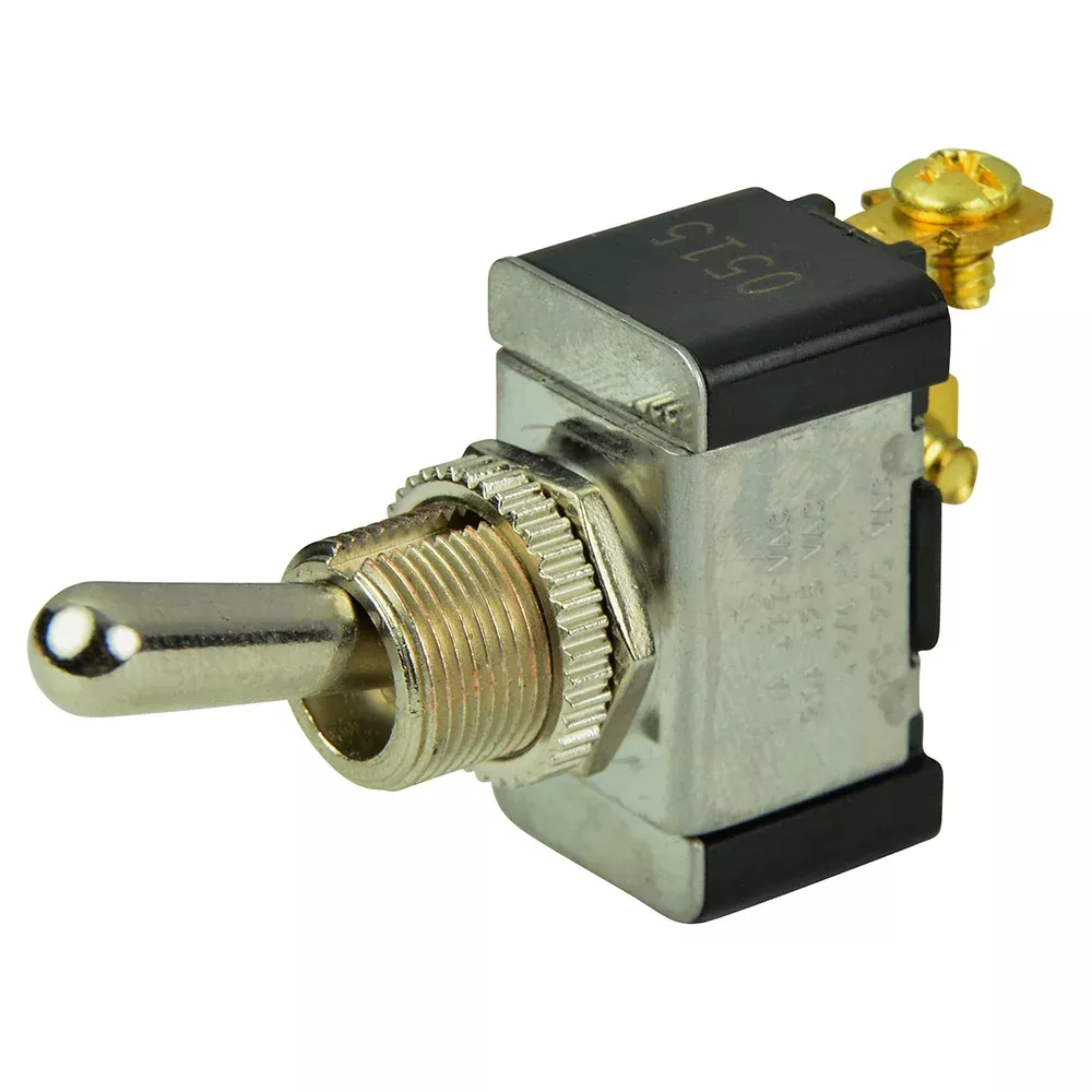 BEP SPST Chrome Plated Toggle Switch -OFF /(ON) [1002002]
