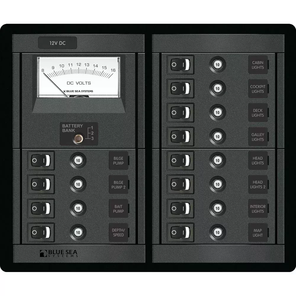 Blue Sea 1464 12 Position Switch CLB + Meter Square | 1464