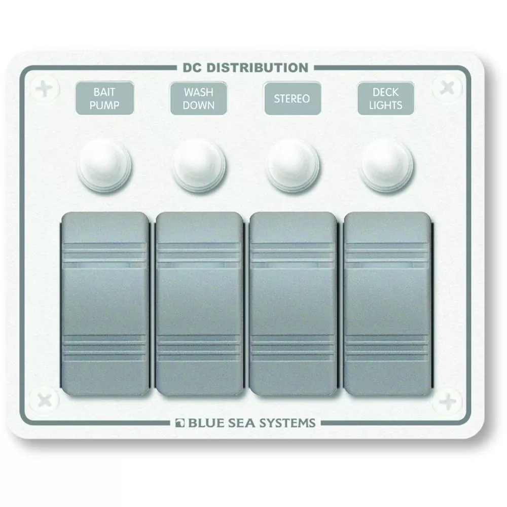 Blue Sea 8272 Water Resistant Panel – 4 Position – White – Horizontal Mount