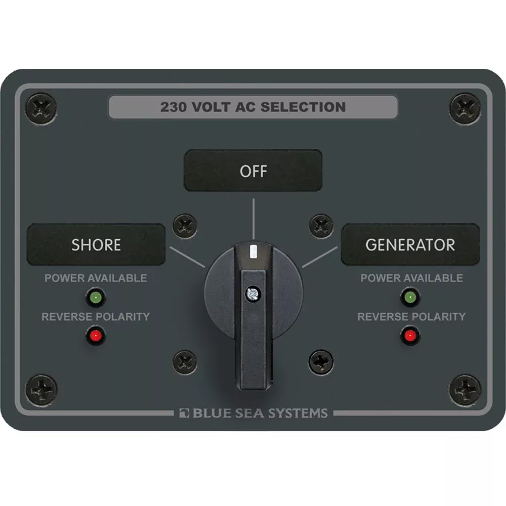 Blue Sea 8359 AC Rotary Switch Panel 30 Ampere 2 Positions + OFF, 2 Pole [8359]