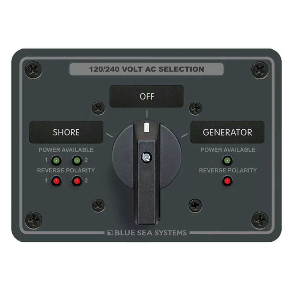 Blue Sea AC Rotary Switch Panel 65AMP - 2 Positions + OFF - 4 Pole [8369]