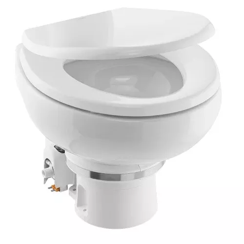 Dometic MasterFlush 7160 White Electric Macerating Toilet w/Orbit Base, Raw Water Flush – 24V [9610007275]