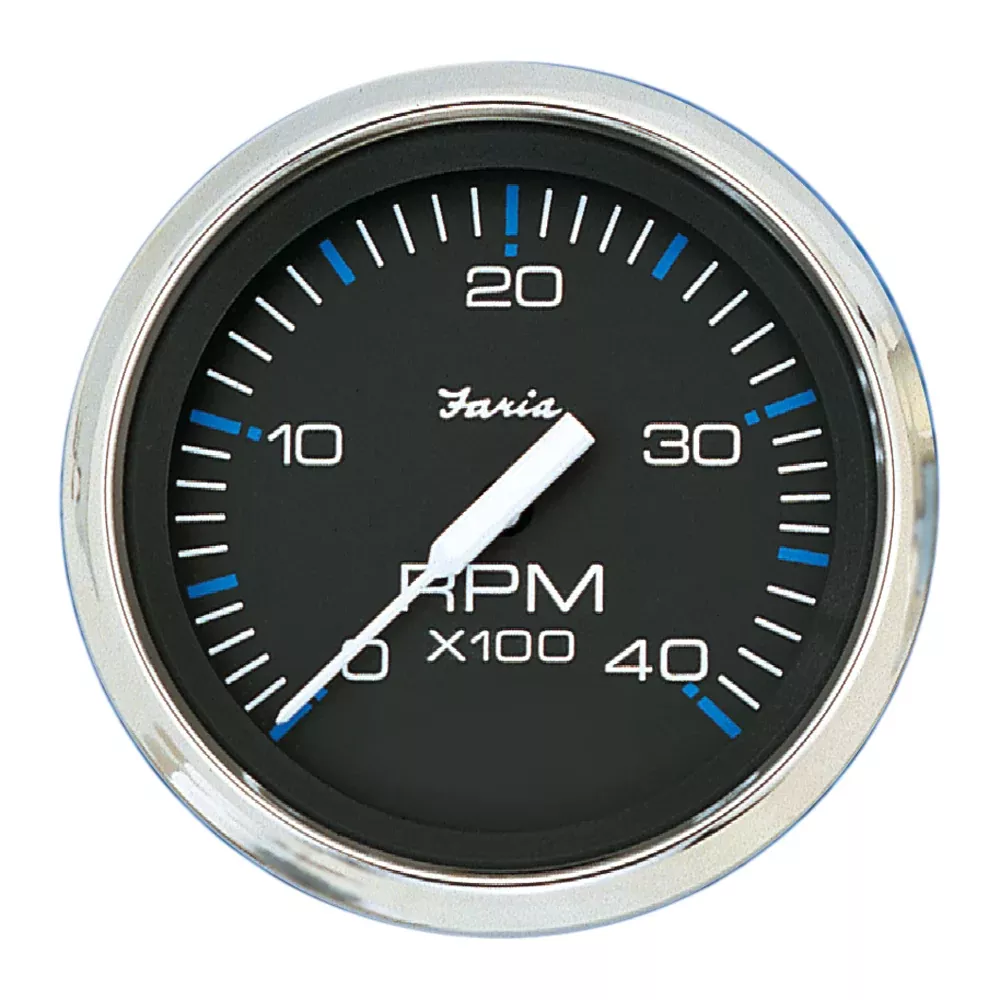 Faria Chesapeake Black 4″ Tachometer – 4000 RPM (Diesel) [33742]