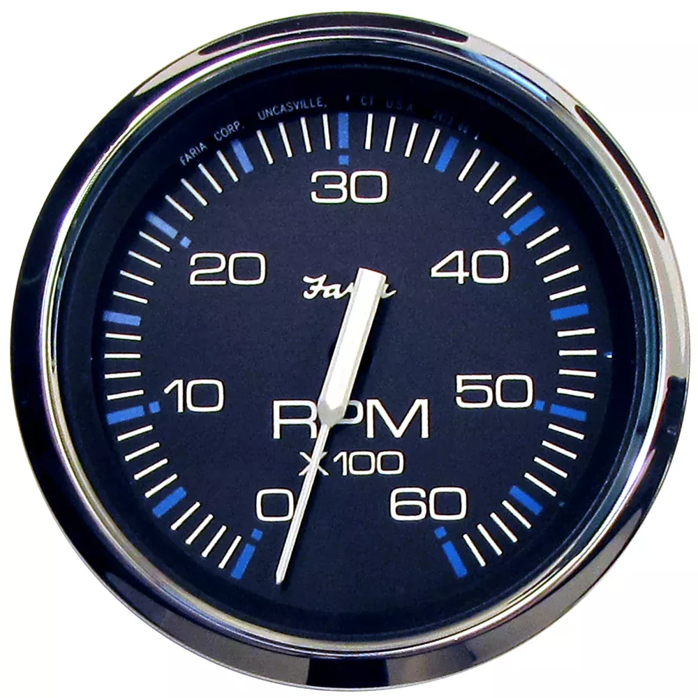 Faria Chesapeake Black 4" Tachometer - 6000 RPM (Gas) (Inboard & I/O) | 33710