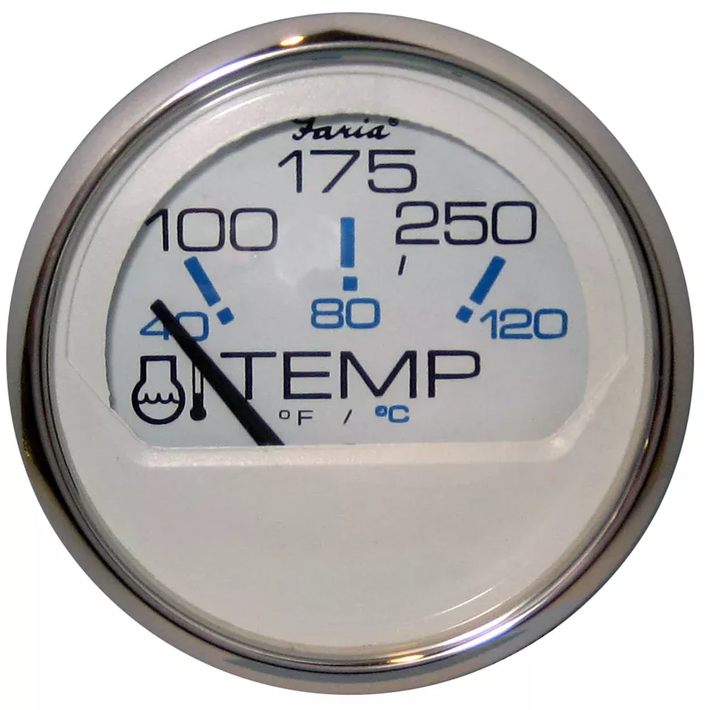 Faria Chesapeake White SS 2" Water Temperature Gauge (100-250°F) | 13804