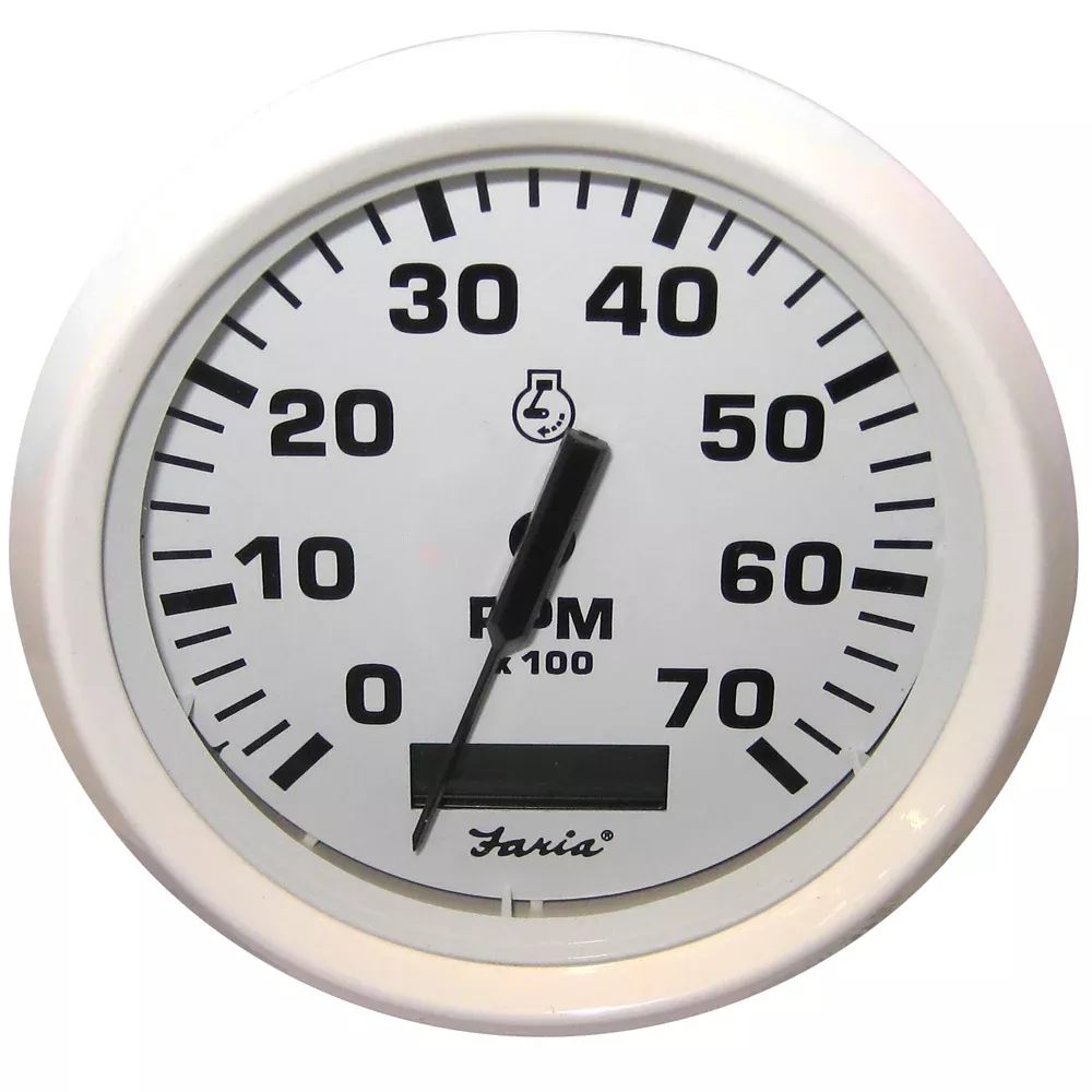 Faria Dress White 4" Tachometer w/Hourmeter - 7000 RPM (Gas) (Outboard) | 33140