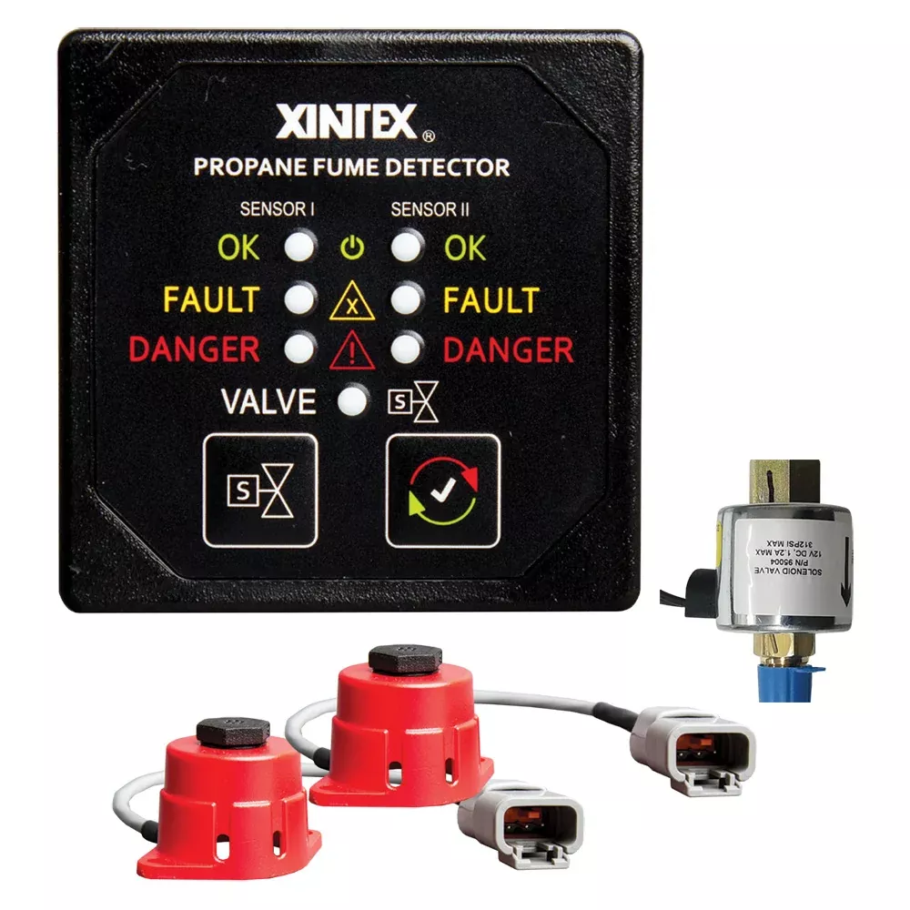 Fireboy-Xintex Propane Fume Detector, 2 Channel, 2 Sensors, Solenoid ValveControl20 Cable - 24V DC[P-2BS-24-R]
