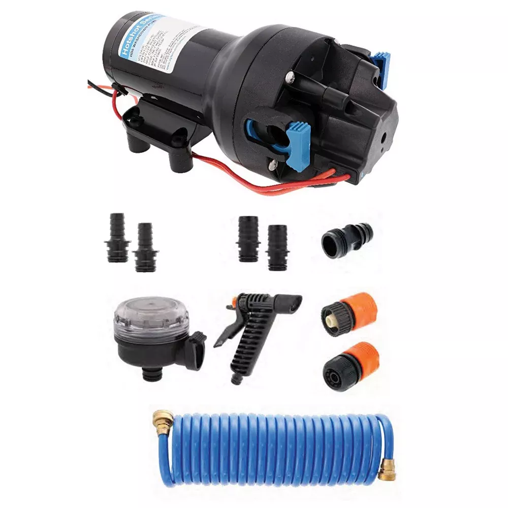 Jabsco HotShot HD5 Heavy Duty Washdown Pump Kit w/25′ HoseCoil – 12V – 5GPM – 70PSI