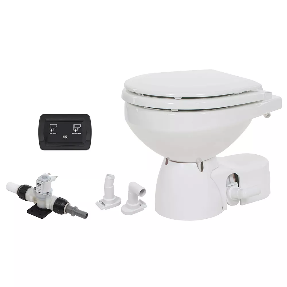 Jabsco Quiet Flush E2 Fresh Water Toilet Compact Bowl – 12V – Soft Close Lid