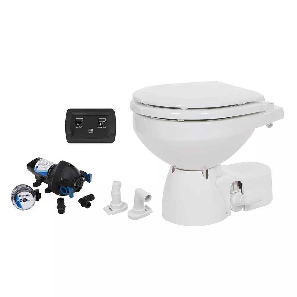 Jabsco Quiet Flush E2 Raw Water Toilet Compact Bowl – 24V – Soft Close Lid