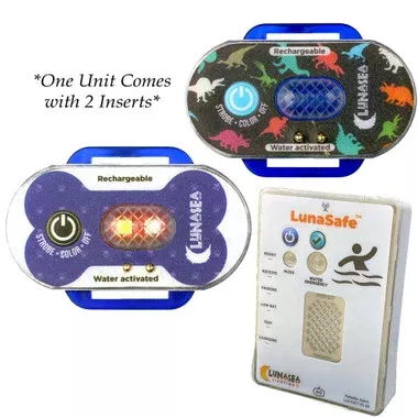 Lunasea Child/Pet Safety Water Activated Strobe Light w/RF TransmitterPortable Audio/Visual Receiver - Blue Case [LLB-63BB-F0-K2]