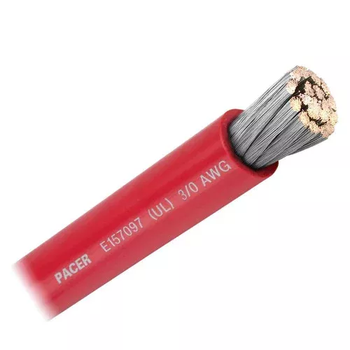 Pacer Red 3/0 AWG Battery Cable - Sold By The Foot[WUL3/0RD-FT]
