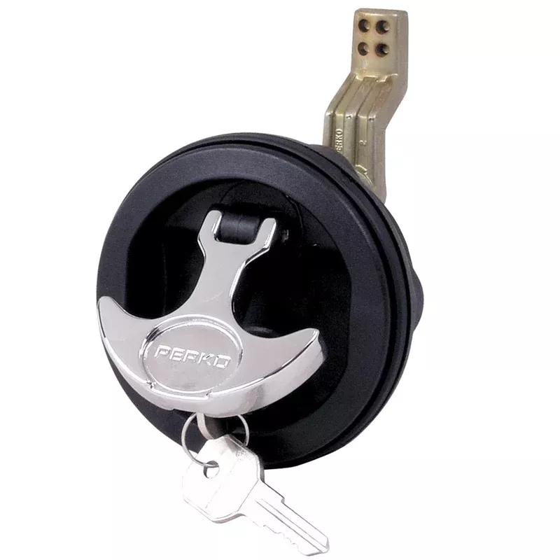 Perko Surface Mount & Latch -Black Body, Chrome Handle, Offset Cam Bar, 3 /4