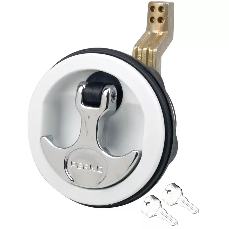 Perko Surface Mount & Latch - White Body, Chrome Handle, Offset Cam Bar, 3 /4