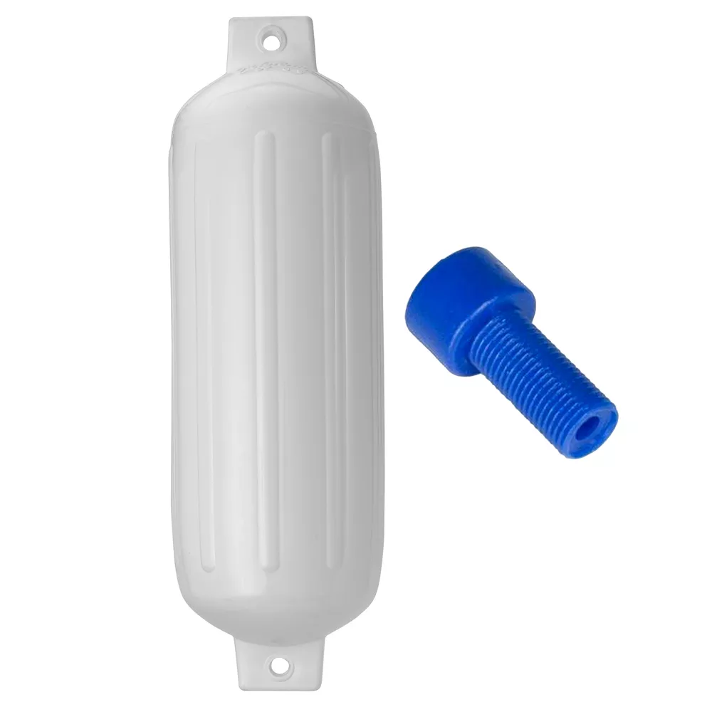 Polyform G-5 Twin Eye Fender 8.8″ x 26.8″ – White w/Adapter