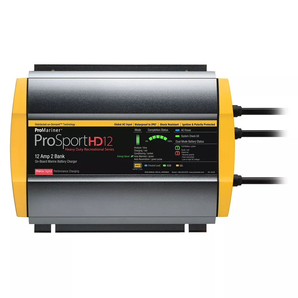 ProMariner ProSportHD 12 Global Gen 4 – 12 Amp – 2 Bank Battery Charger