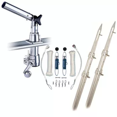 Rupp Z-30 Top Gun Outrigger Kit w /15' Telescoping Poles & Complete Single Line Rigging Kit w /Klickers Release Clips [Z30-TPGN-15T]