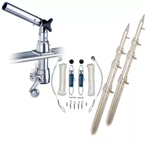 Rupp Z-30 Top Gun Outrigger Kit w /18' Poles & Complete Single Line Rigging Kit w /Klickers Release Clips [Z30-TPGN-18T]