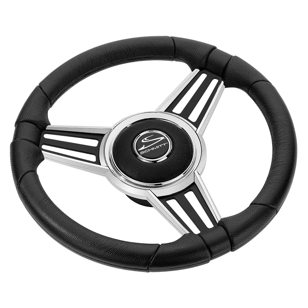 Schmitt Marine PU30 14" Wheel - Chrome CapSpoke Inserts - Black Spokes - 3/4" Tapered Shaft [PU301404-44]