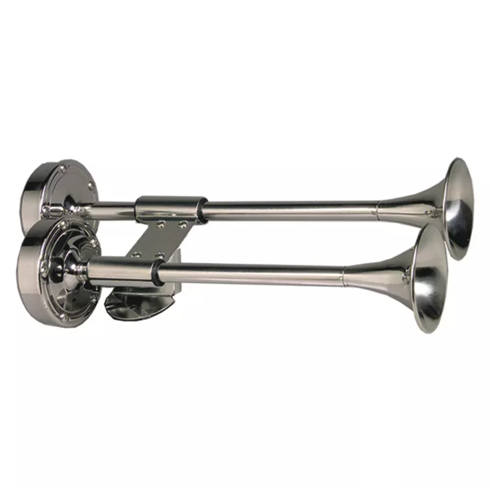 Schmitt & Ongaro Deluxe All-Stainless Shorty Dual Trumpet Horn - 12V | 10012