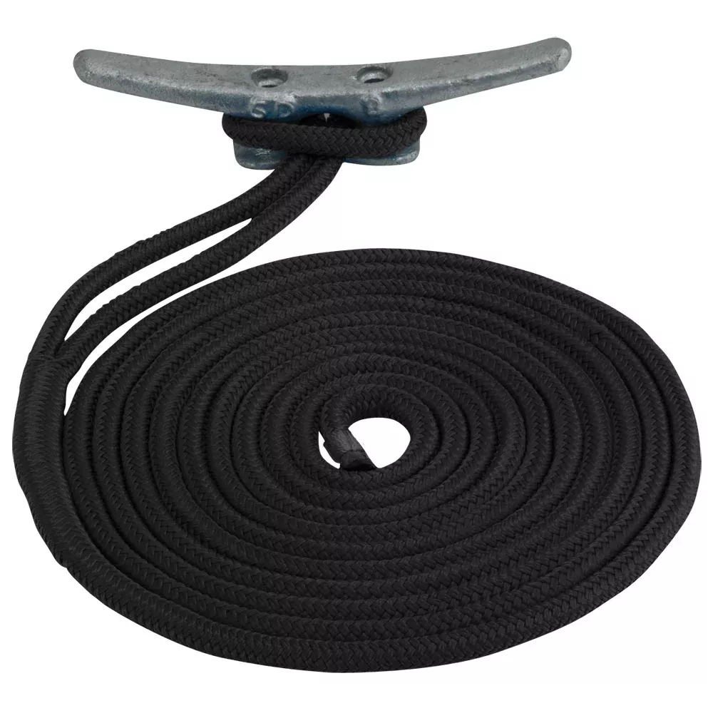 Sea-Dog Double Braided Nylon Dock Line – 5/8″ x 20' – Black