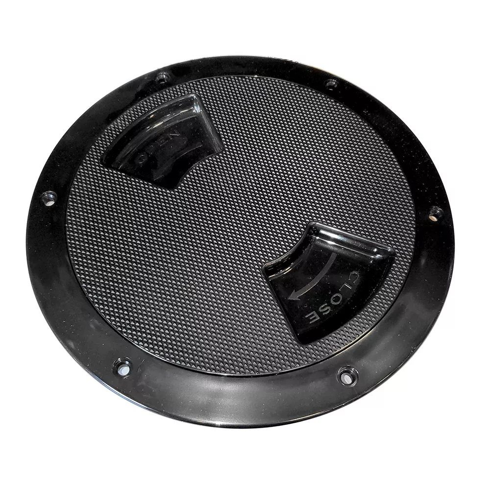 Sea-Dog Quarter-Turn Textured Deck Plate w/Internal Collar – Black – 8″