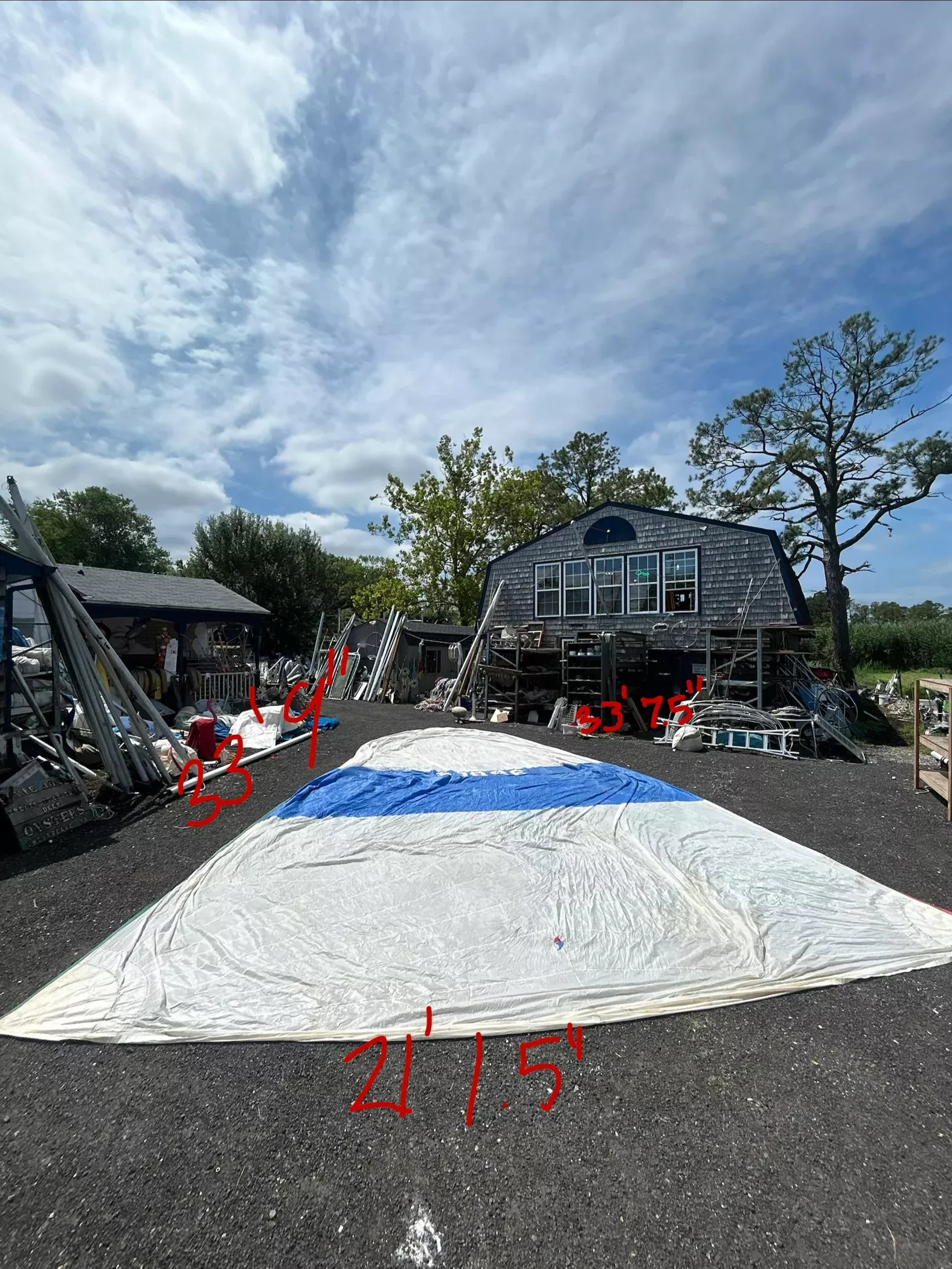 Shields Sails Symmetrical Spinnaker Sail Blue White 33’7” x 21’1” Sail #23896